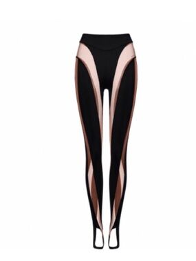 Mugler xH&M High-Waist Colorblock Stirrup Leggings - Black & skin color